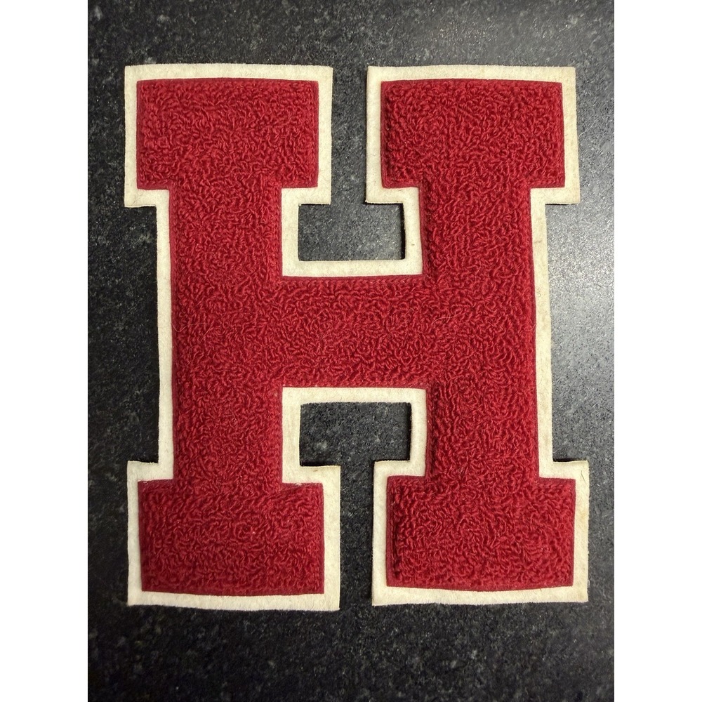 Vintage‎ Red Chenille Letter H Patch 6.5" Varsity Letterman Sweater